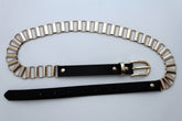 Faux Leather & Gold Metal Chain Links Skinny Belt S M